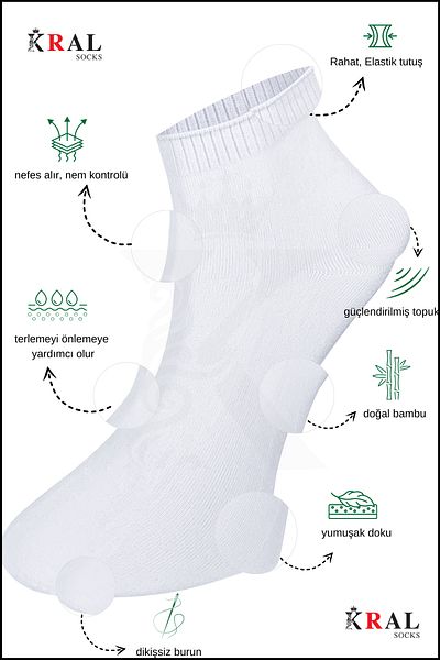 KRAL SOCKS Комплект от 6 мъжки чорапи, безшевни летни къси ботуши от бамбук (в подаръчна кутия)