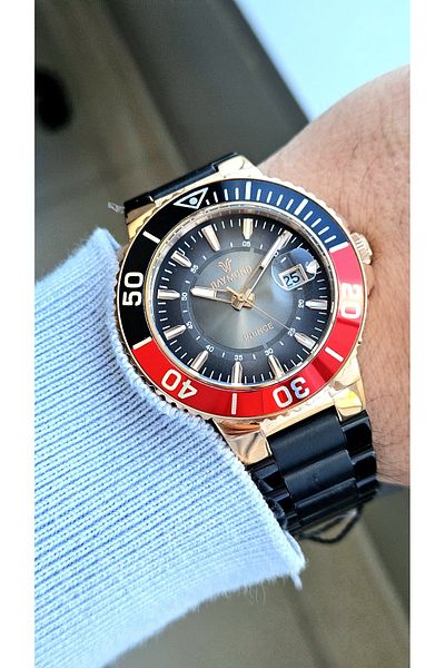Raymond Rym-61003 Men's Wristwatch - Steel Case and Cord - 2 Years Warranty