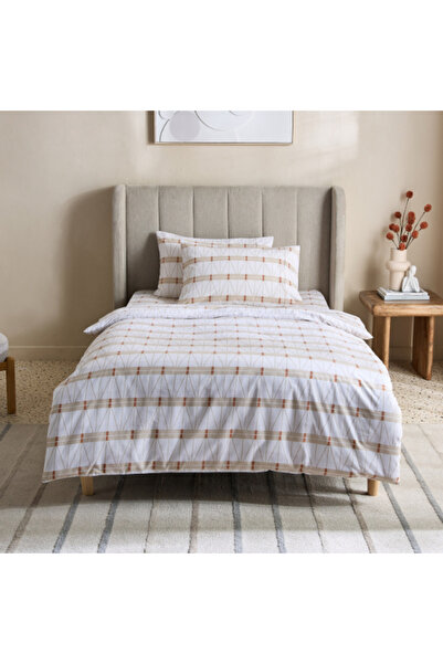 Home Box Malta Lattice 3-Piece Printed Cotton Twin Duvet Cover Set 150x220 cm