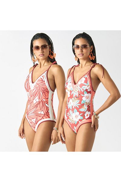 FAV All-Over Print Reversible Swimsuit with Tie-Up Detail
