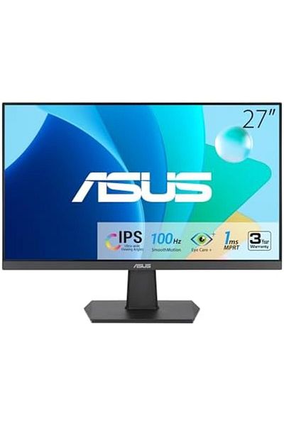 ASUS VA27EHF 27 Inch LED Monitor FHD 1080p, 1ms Response Time, Black
