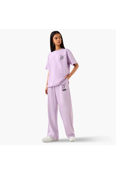 SP Characters Kuromi Print Track Pants with Elasticated Waistband and Pockets