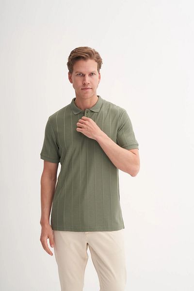 Cazador Πλεκτό ζακάρ μπλουζάκι Polo Neck Regular Fit 4104