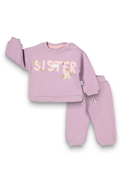 baby flamindo KIZ ÜÇ İPLİK SISTER BASKILI BEBEK TAKIM