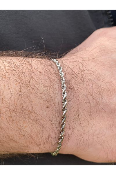kurukafagift Steel Men's Chain Bracelet Twist Model Silver Color