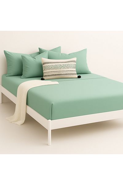 Prime Sleeks 100% Cotton Double Fitted Sheet Set – 160X200 cm Sheet - 2 Pillowcases