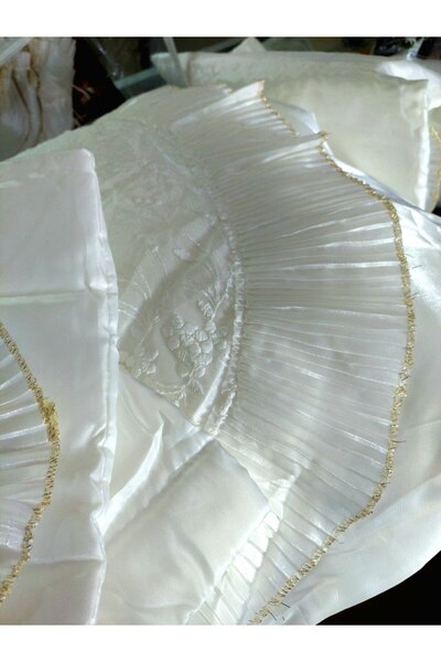 BALADI HOME Çeyizlik Yatak Örtüsü ( Set 4 Parçası ) Fransız Dantelli Ve Kapitoneli Yüksek Kalite Set Çantada