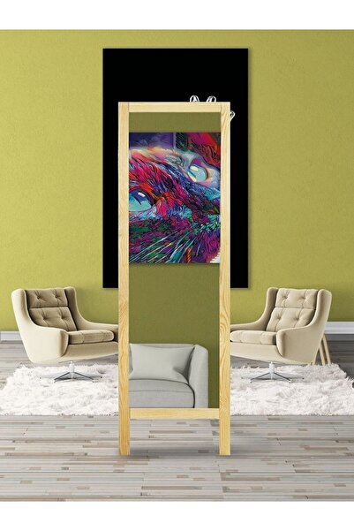 Fitset Natürel Ahşap Ayaklı Boy Aynası 145x40cm