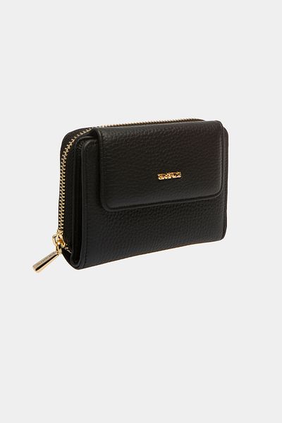 Grande 3802 Genuine Real Leather Small Women's Wallet Flother Black