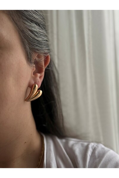 Owentis Steel Rose Gold Bold Heart Monroe Earrings -Not Tarnish-