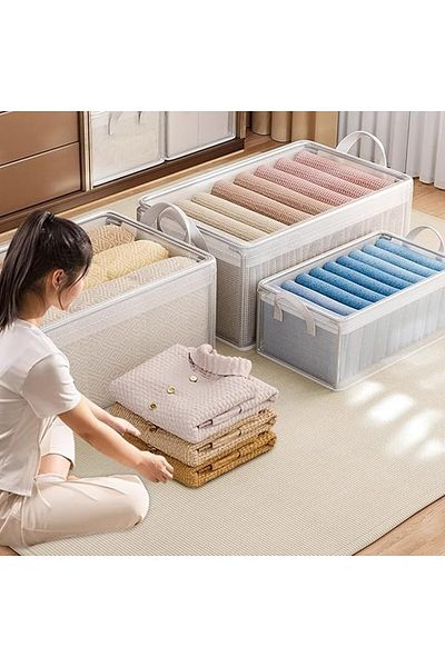 Flippy Storage Box, 26 L, Robust For Household Organization, 26l, 47 X 28 X 20 Cm, Transparent