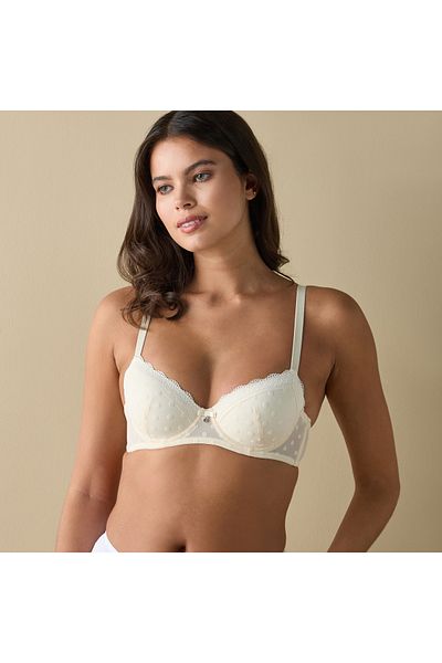 FAV Lace and Mesh Detail Bra with Adjustable Straps