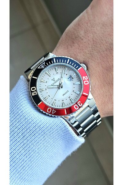 Raymond Rym-61003 Men's Wristwatch - Steel Case and Cord - 2 Years Warranty