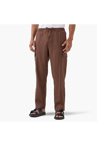 Iconic Iconic Linen Blend Cargo Trousers with Drawstring