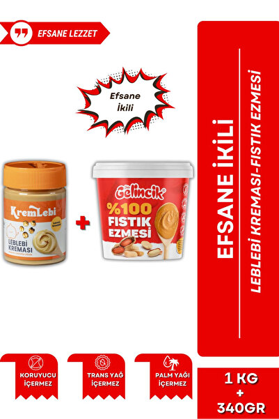 Gelincik 2'li Set Kahvaltılık Sürülebilir Katkısız 340gr Leblebi Kreması + Fıstık Ezmesi 1KG