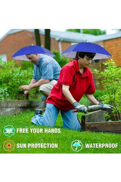 Generic Vitacelli Umbrella Hat 65CM Sunscreen Windproof Hands Free Head Cap UV Protection Hats Mounted Top F