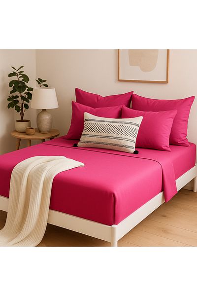 Prime Sleeks 100% Cotton Double Fitted Sheet Set – 160X200 cm Sheet - 2 Pillowcases