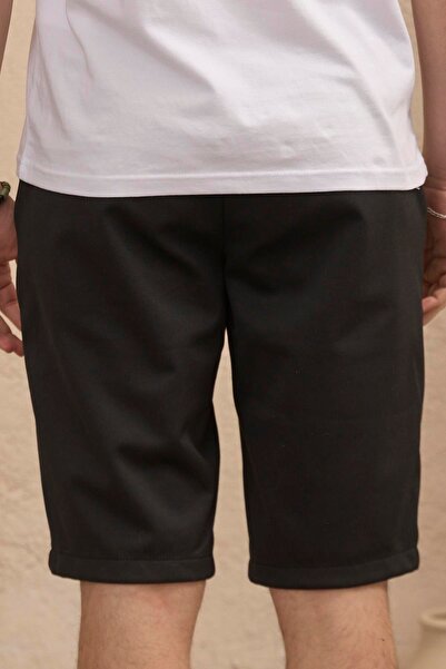 BRACCAS Men's Elastic Waist Relaxed Cut Black Shorts