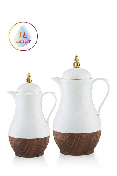 ROYALFORD Vacuum Flask 2 In 1 Combo Pack - 0.5 & 1L, Durable PP Body With Asbestos Free Pink Glass I