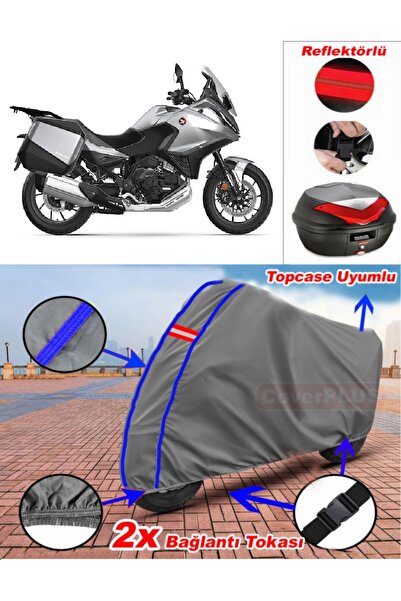 CoverPlus أزرق مخيط رمادي Honda NT 1100 DCT قماش القنب Topcase الخلفي حقيبة م...