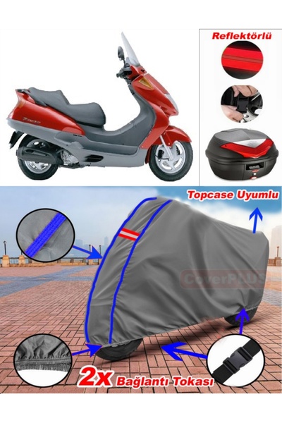 CoverPlus أزرق مخيط رمادي Honda FES 250 Foresight Tarpaulin Topcase Rear Bag ...
