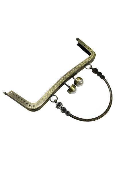 EleganTShoP Kulplu İncili Metal Çanta Sapı Bursu 16,5 cm M4