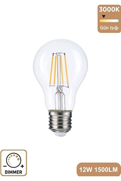 Heka A60 Şeffaf 12W 3000K E27 Günışığı LED Dimmerli Ampul Erd-304