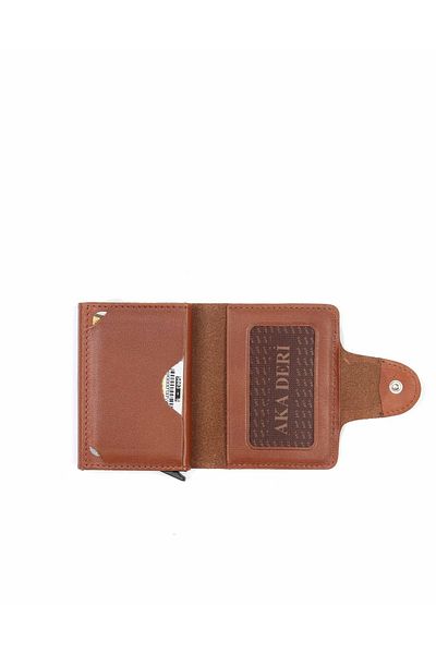 Aka Tan Mechanical Leather Card Holder Wallet 5003 5