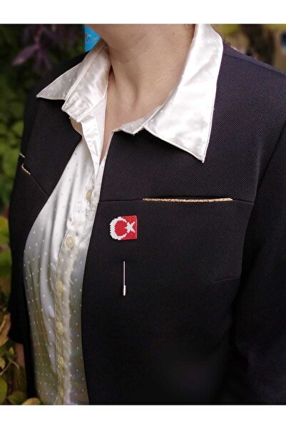 Atolye Ferda Miyuki Türk Bayrağı Broş yaka Iğnesi