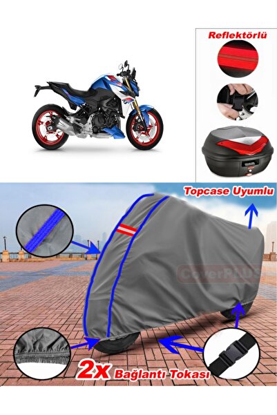 CoverPlus أزرق مخيط رمادي Bmw F 900 R قماش القنب Topcase الخلفي حقيبة متوافقة...