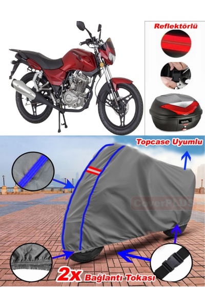 CoverPlus أزرق مخيط رمادي Mondial 125 MH Drift Tarpaulin Topcase Rearbag متوا...
