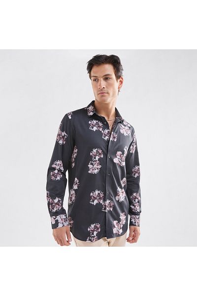 FAV Regular Fit All-Over Floral Print Shirt with Long Sleeves