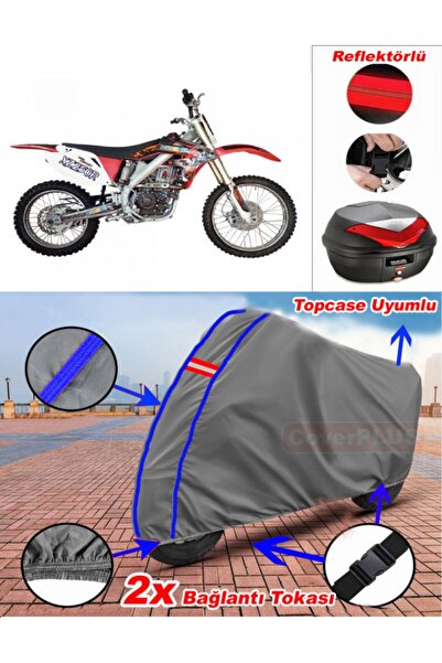 CoverPlus Blue Stitched Gray Apachi Xz 250R Tarpaulin Topcase Rear Bag Compat...