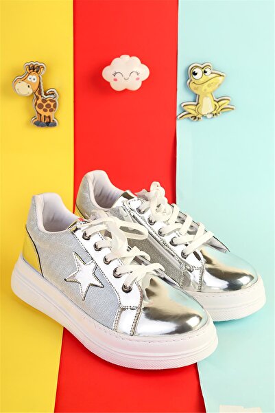 Moda Lime أحذية رياضية للأطفال البنات والأولاد بسحاب من الجلد اللامع ونعل مري...