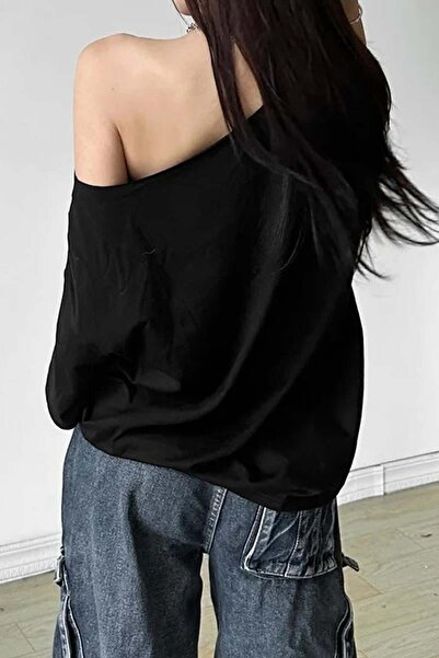 Köstebek Black Swan Lake Casual Off-Shoulder T-Shirt