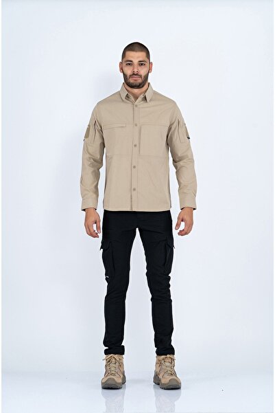 Combat Tactical Taktik Gömlek Fermuar Cepli Koruma Swat Outdoor Gömlek Bej - 420