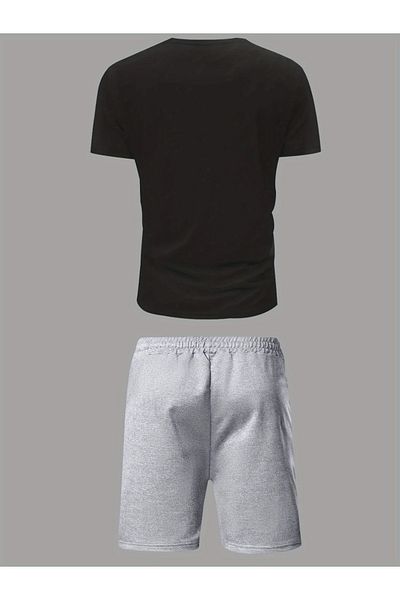 ACTIVE MODA - Men's New York Printed Tshirt -Shorts Set 2Pcs Large Size Cotton