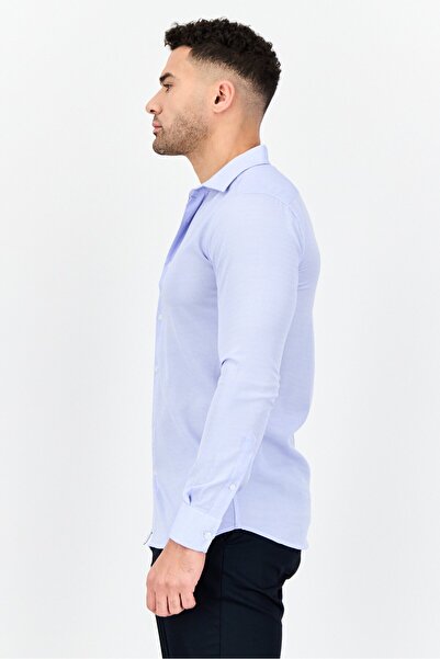 Scotch & Soda Men Modern Fit Geometric Long Sleeve Dress Shirt, Blue