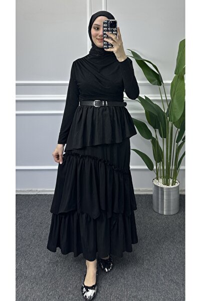 bybaharoz Kat Kat Gofre Uzun Etek