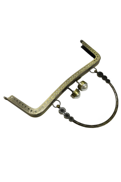 EleganTShoP Kulplu İncili Metal Çanta Sapı Bursu 21 cm M3