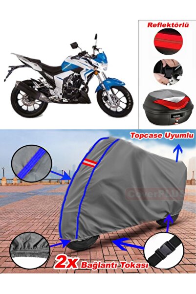 CoverPlus Blue Stitched Gray Falcon Sharp 170 Tarpaulin Topcase Back Bag Comp...