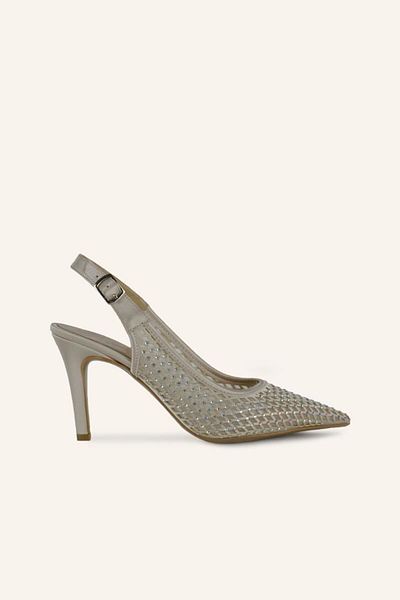 MARCATELLI Champagne Satin Enamel Heeled Shoes