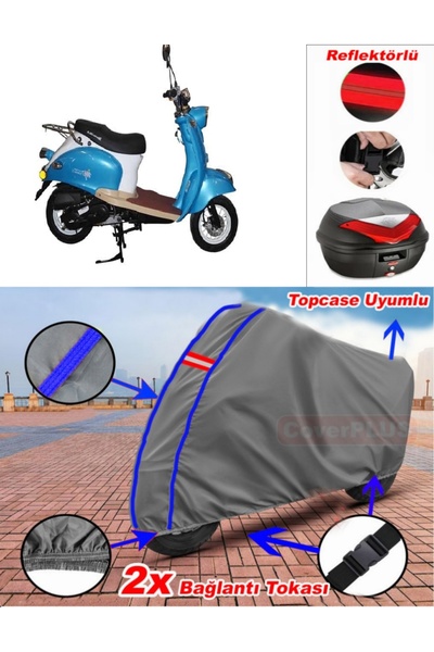 CoverPlus Blue Stitched Gray Motolux Legend X Tarpaulin Topcase Rear Bag Comp...