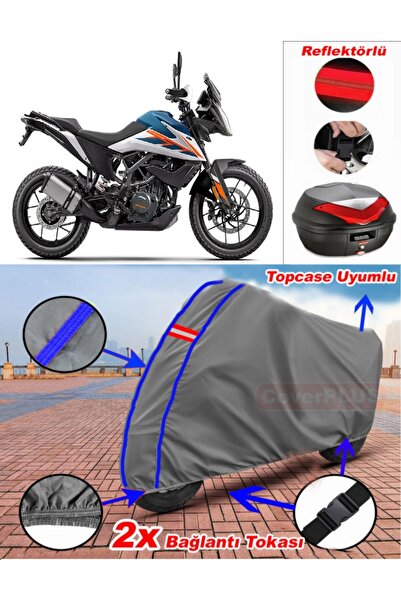 CoverPlus أزرق مخيط رمادي KTM 250 Adventure (125) غطاء خلفي من القماش المشمع ...