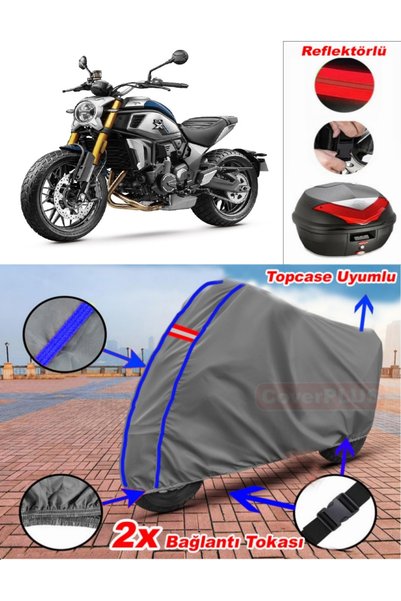 CoverPlus Blue Stitched Gray Cf Moto 700Cl-X Heritage Tarpaulin Topcase Rear ...