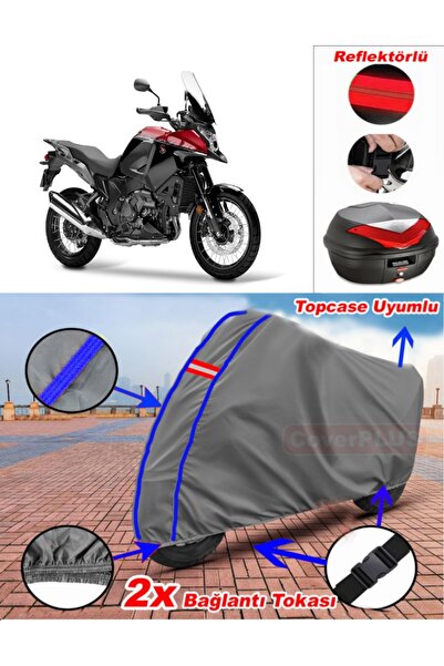 CoverPlus Blue Stitched Grey for Honda Vfr 1200 X Crosstourer Dct Tarpaulin T...