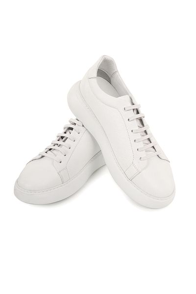 Eray Men's White Inner Outer Genuine Leather White Thick Sole Sneaker Sports Shoes