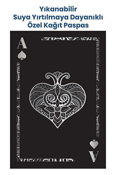 BALKAN AMBALAJ Suya Dayanıklı Yıkanabilir Maça As Oto Paspas Kağıdı Siyah Güm...