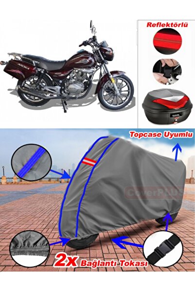 CoverPlus Blue Stitched Gray Arora Ar 180-16 C Tarpaulin Topcase Rear Bag Com...