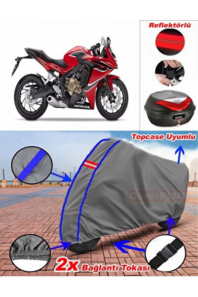 CoverPlus حقيبة خلفية من القماش المشمع Honda CBR 650 F باللون الرمادي مع خياط...
